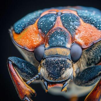 A close up of a bug with a black background photo