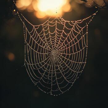 A spider web with dew on it photo