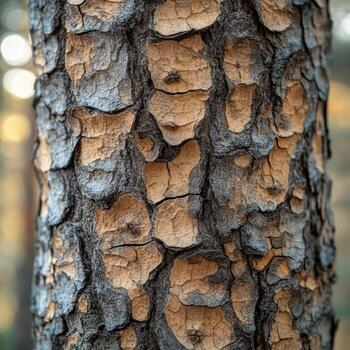 A close up of a tree with some bark on it photo