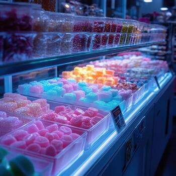 A display case filled with candy photo