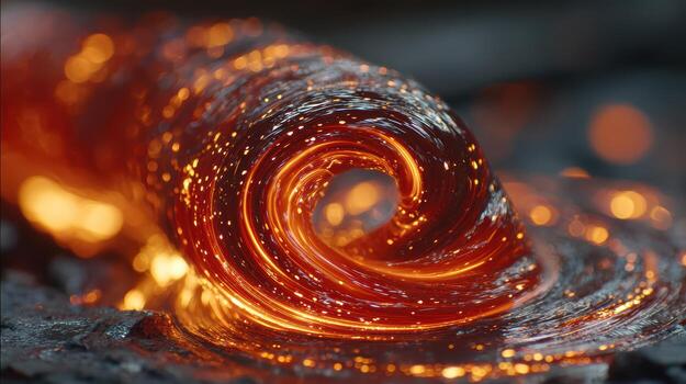 Glowing Red Lava Flow Revealing Natural Beauty and Dynamic Movement photo