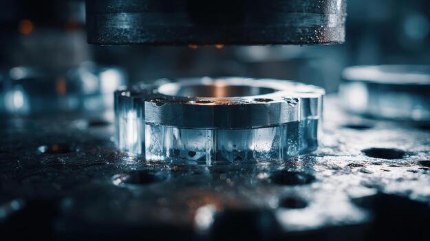 Close-Up of Metalworking Process with Industrial Machinery Tools photo