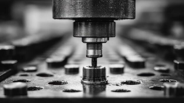 Close-Up of Precision Machining Process in Industrial Workshop Setting photo