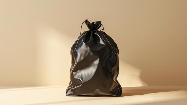 Black bag on beige background 3d render photo