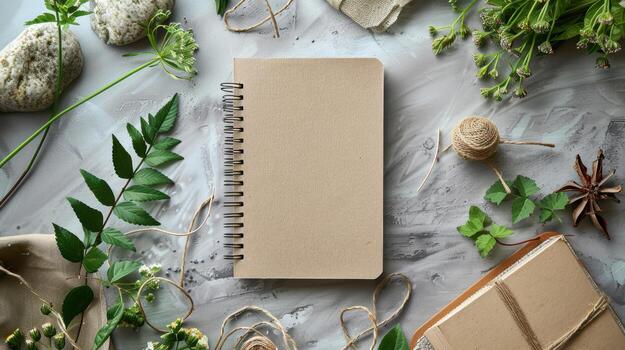 A notebook with a spiral notebook, a spiral notebook, a spiral notebook, a spiral notebook, photo