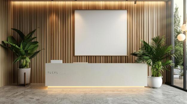 Modern Reception Area with Elegant Design and Natural Elements photo