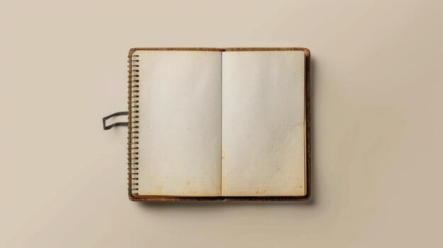 Open Spiral Notebook with Blank Pages on a Minimalist Background photo