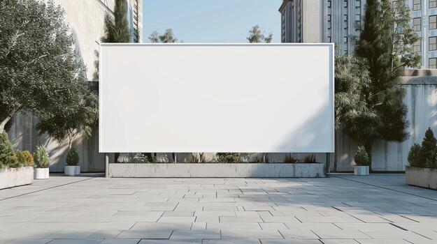 Empty Outdoor Space with Blank Billboard and Urban Background photo