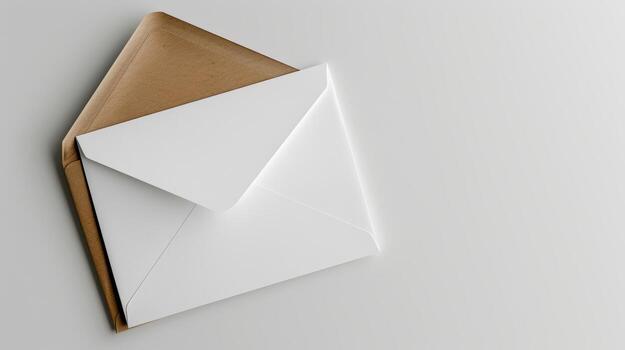 Elegant White Envelope with a Brown Inner Envelope on a Neutral Background photo