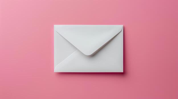 White Envelope on Pink Background for Stationery and Mailing Ideas photo