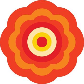Retro Concentric Flower Graphic with Warm Orange and Red Palette vector