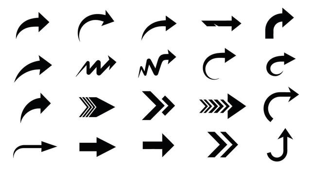 Collection of black directional arrows symbol pointer vector