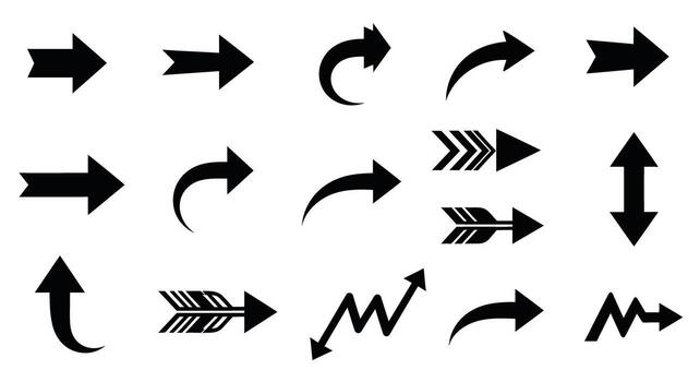 varios negro flechas señalando en diferente direcciones vector