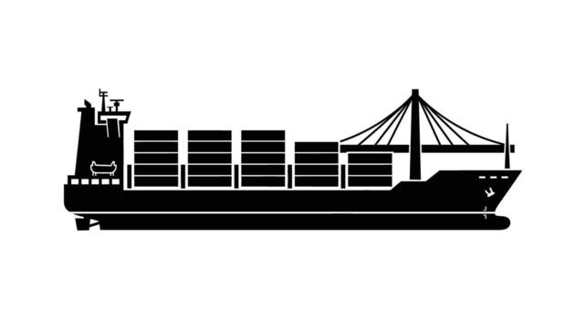 Cargo ship with containers and crane container ship vector
