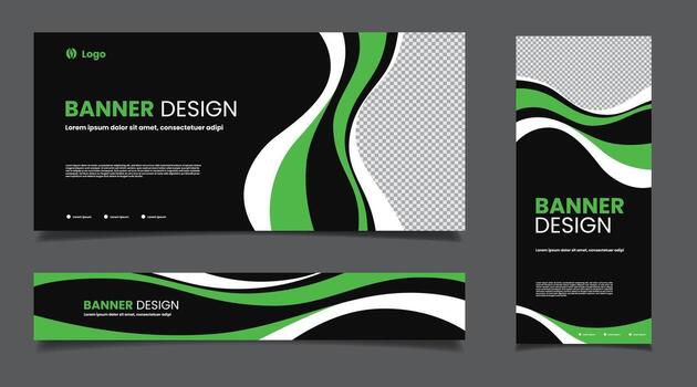 green and black color design banner template abstract background vector
