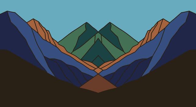 Symmetrical Mountain Range Abstract Art vector
