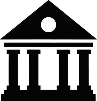 clásico edificio icono con columnas y frontón vector