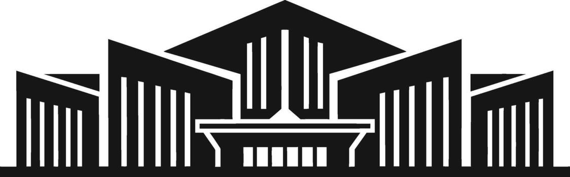 Modern architectural building silhouette with columns vector