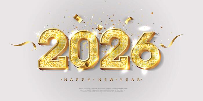 Bold Typography 2026 Template for Social Media. A simple, high-contrast layout emphasizing the year number and greeting words. Suitable for direct, punchy digital advertising and simple banners. vector