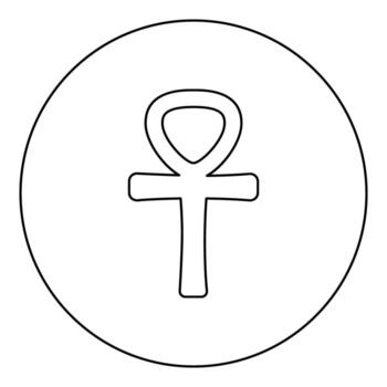 Ankh Coptic cross ancient Egyptian religious symbol icon in circle round black color outline contour line thin style vector