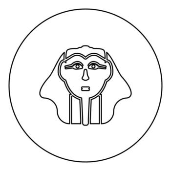 Head pharaoh cop faro mask icon in circle round black color outline contour line thin vector