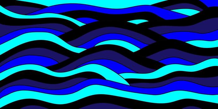 resumen digital obra de arte presentando estilizado ondulado patrones en sombras de azul y negro, creando un sentido de movimienot. vector