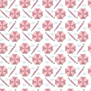 repitiendo modelo para otoño, temporada tema. sin costura modelo con un rosado paraguas y lluvia. vector