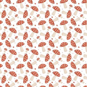 Seamless pattern with a mushroom. Pattern of amanita fungus vector