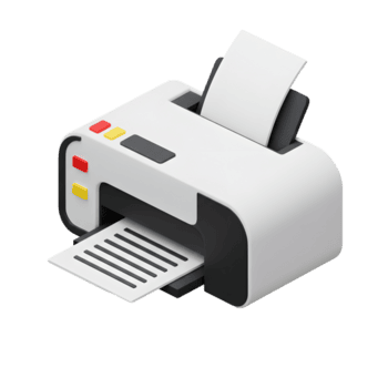 Office Printer Machine Icon 3D Render Printing Document Process and Technology Device png