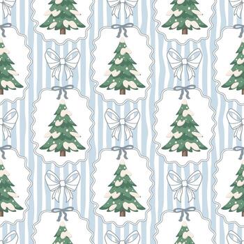 sin costura modelo con festivo invierno Navidad arboles en nieve y arcos retro antecedentes. vector