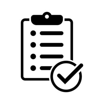 portapapeles con marca de verificación icono, tarea lista y Lista de Verificación símbolo, web, aplicación diseño. vector