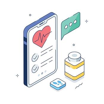 Take your hands on this amazing illustration of health app in modern style vector