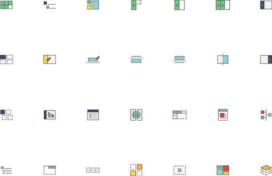 Illustrated UI UX Layout and Structure Icons Collection vector