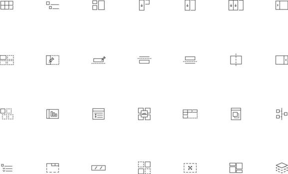 Linear UI UX Layout and Structure Icons Collection vector
