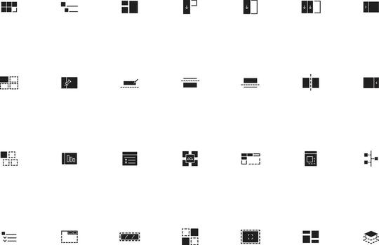 Solid UI UX Layout and Structure Icons Collection vector