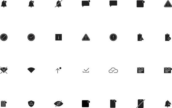 Solid UI UX Notifications and Alerts Icons Collection vector