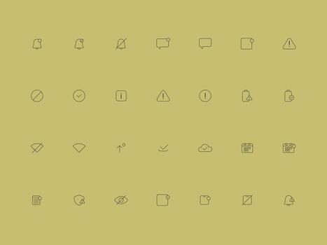 Cuteline UI UX Notifications and Alerts Icons Collection vector