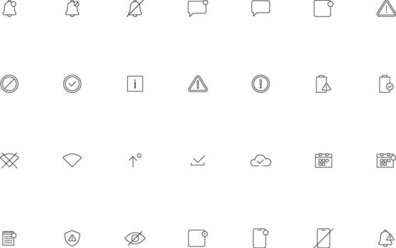 Linear UI UX Notifications and Alerts Icons Collection vector