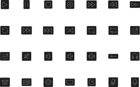 aplicaciones ui ux medios de comunicación control S íconos colección vector