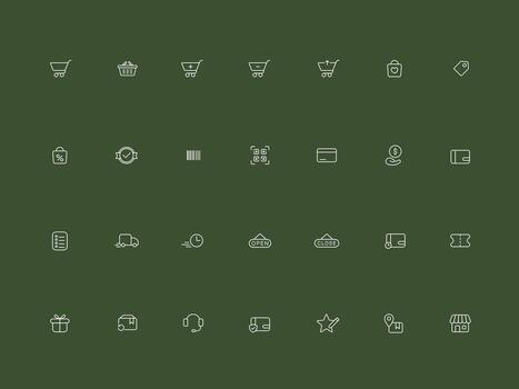 negrita ui ux mi comercio íconos colección vector