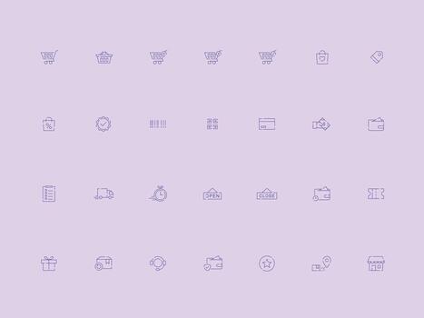desconectado ui ux mi comercio íconos colección vector