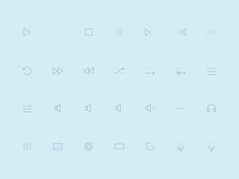 duotono ui ux medios de comunicación control S íconos colección vector