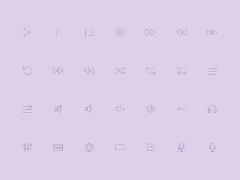 Disconnected UI UX Media Controls Icons Collection vector