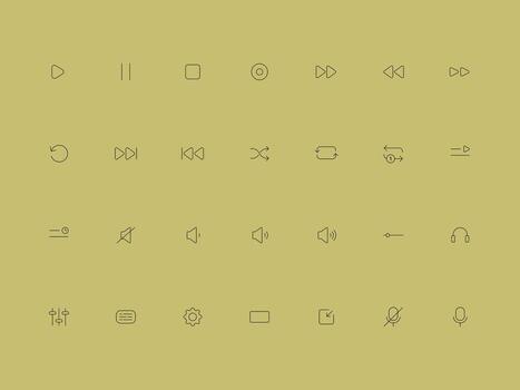 línea linda ui ux medios de comunicación control S íconos colección vector