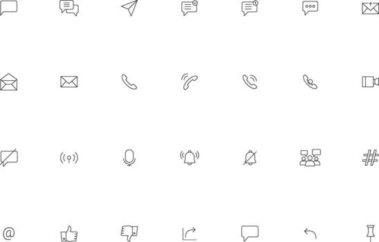 lineal ui ux social y comunicación íconos colección vector