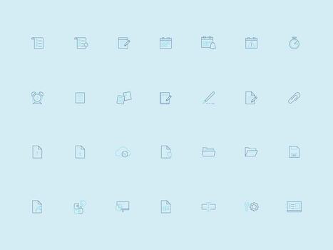 duotono ui ux productividad y herramientas íconos colección vector