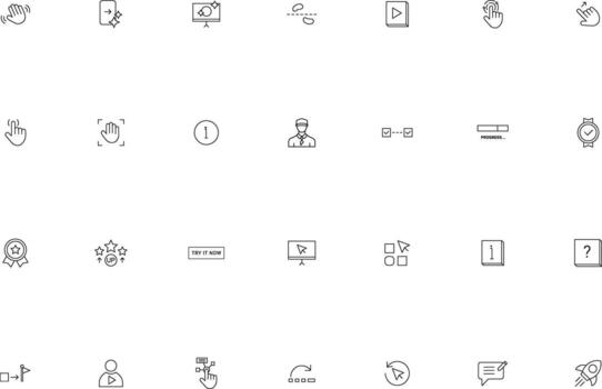 Linear UI UX Onboarding and User Guide Icons Collection vector