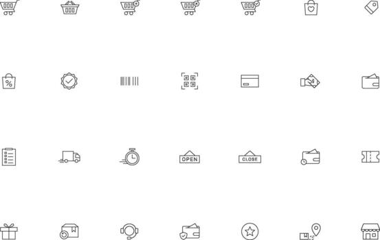 lineal ui ux mi comercio íconos colección vector