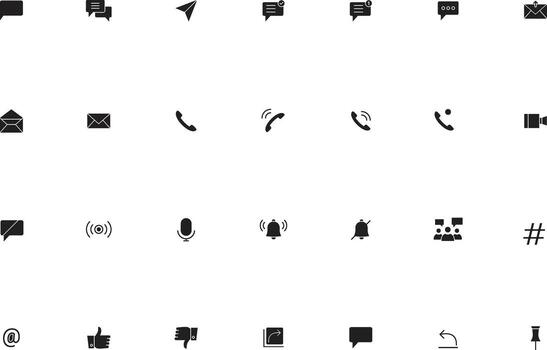 sólido ui ux social y comunicación íconos colección vector