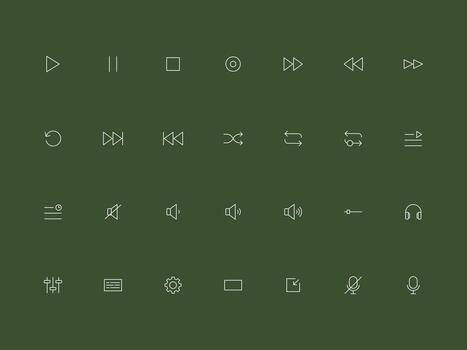 Bold UI UX Media Controls Icons Collection vector